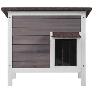 Kattenhuis, SucceBuy Outdoor Kattenschuilplaats – Een Houten Schuilplaats voor Wilde Katten, met PVC-bedekt Dak en Deuren Kattenhuis, SucceBuy Outdoor Kattenschuilplaats – Een Houten Schuilplaats voor Wilde Katten, met PVC-bedekt Dak en Deuren
