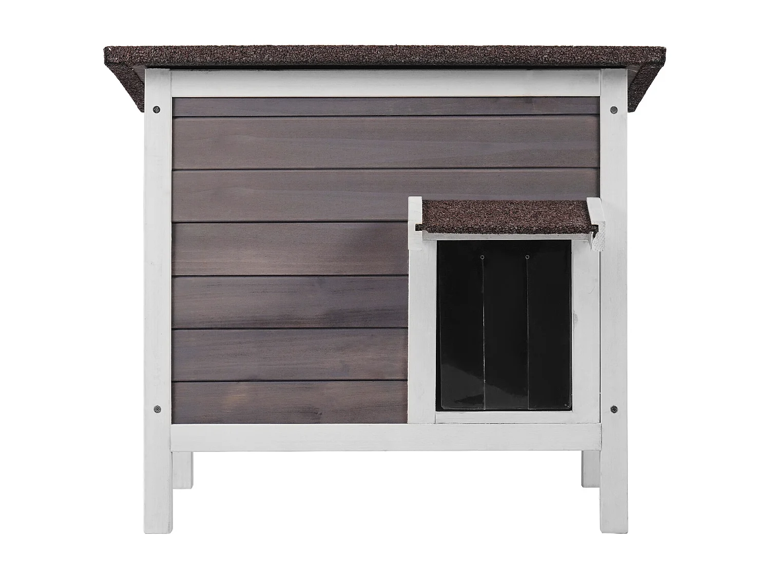 Kattenhuis, SucceBuy Outdoor Kattenschuilplaats - Een Houten Schuilplaats voor Wilde Katten, met PVC-bedekt Dak en Deuren