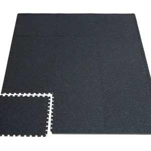 In Elkaar Grijpende Vloermat, SucceBuy 1.4 cm Dikke Sportmat, 25 Tegels, Rubberen Bovenkant, Zwart en Blauw In Elkaar Grijpende Vloermat, SucceBuy 1.4 cm Dikke Sportmat, 25 Tegels, Rubberen Bovenkant, Zwart en Blauw