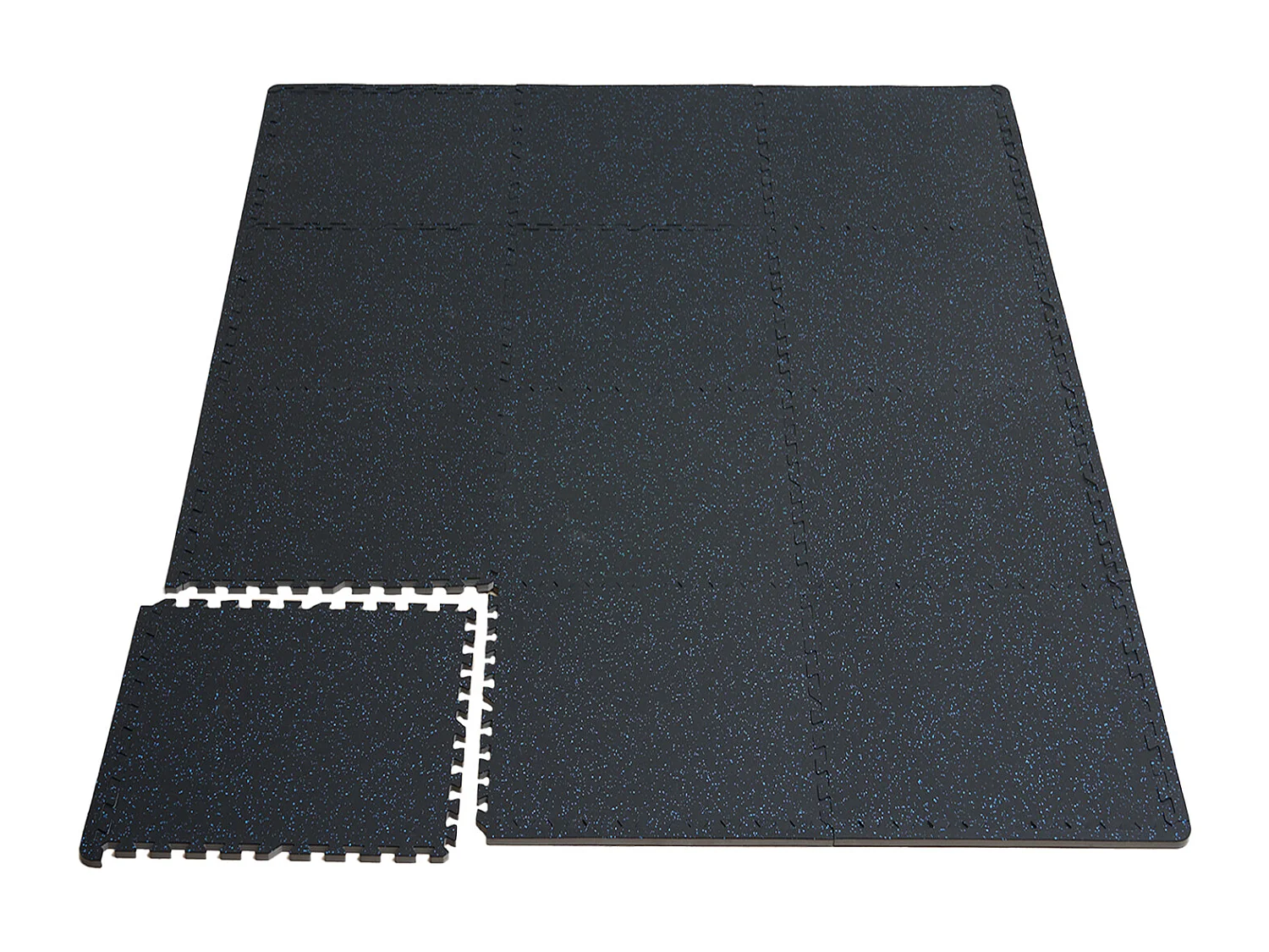 In Elkaar Grijpende Vloermat, SucceBuy 1.4 cm Dikke Sportmat, 25 Tegels, Rubberen Bovenkant, Zwart en Blauw