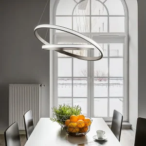 Lustre LED dimmable Iole S2 40W – Suspension moderne double anneau en titane, lumière chaude 3000K, 2000lm, design élégant Lustre LED dimmable Iole S2 40W – Suspension moderne double anneau en titane, lumière chaude 3000K, 2000lm, design élégant