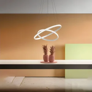 Lustre LED dimmable Iole S2 40W – Suspension moderne à double anneau blanc, lumière chaude 3000K, 2000lm, design élégant Lustre LED dimmable Iole S2 40W – Suspension moderne à double anneau blanc, lumière chaude 3000K, 2000lm, design élégant