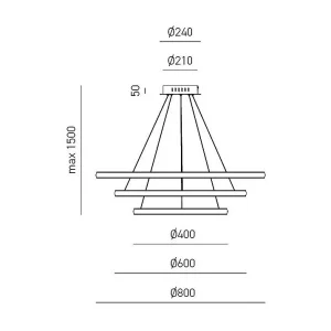 Lustre LED dimmable Iole S3 60W – Suspension moderne à 3 anneaux en aluminium titane, lumière chaude 3000K, 3000lm, design élégant Lustre LED dimmable Iole S3 60W – Suspension moderne à 3 anneaux en aluminium titane, lumière chaude 3000K, 3000lm, design élégant