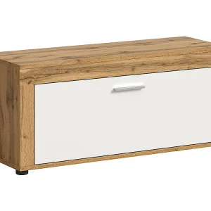 Jam bank 1 klepdeur wit, eik decor.