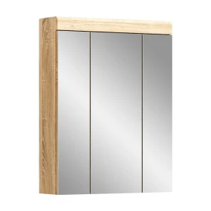 Kast met spiegels LEWOTO – Wit en eiken – 60x79x18 cm Kast met spiegels LEWOTO – Wit en eiken – 60x79x18 cm