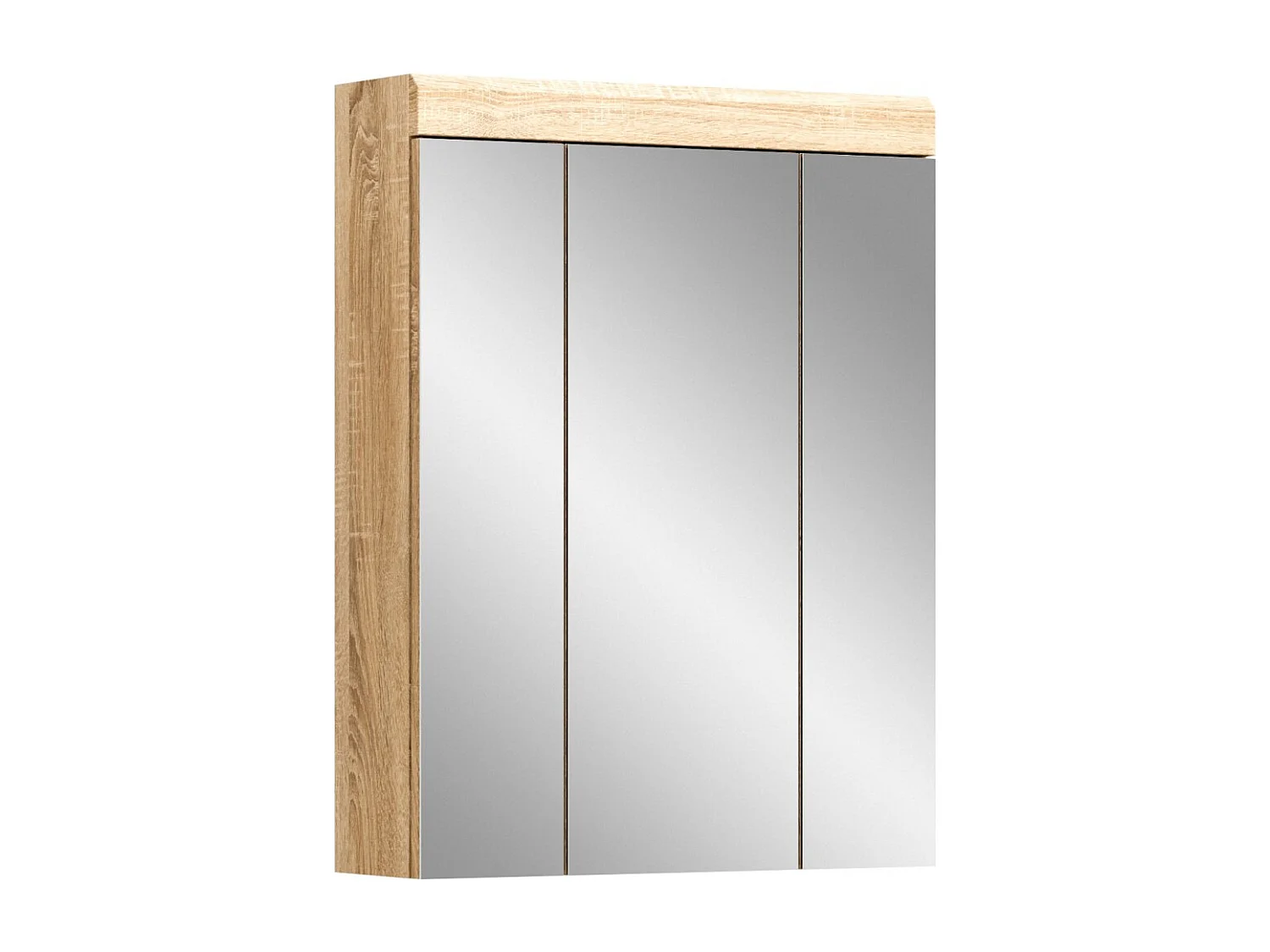 Kast met spiegels LEWOTO - Wit en eiken - 60x79x18 cm
