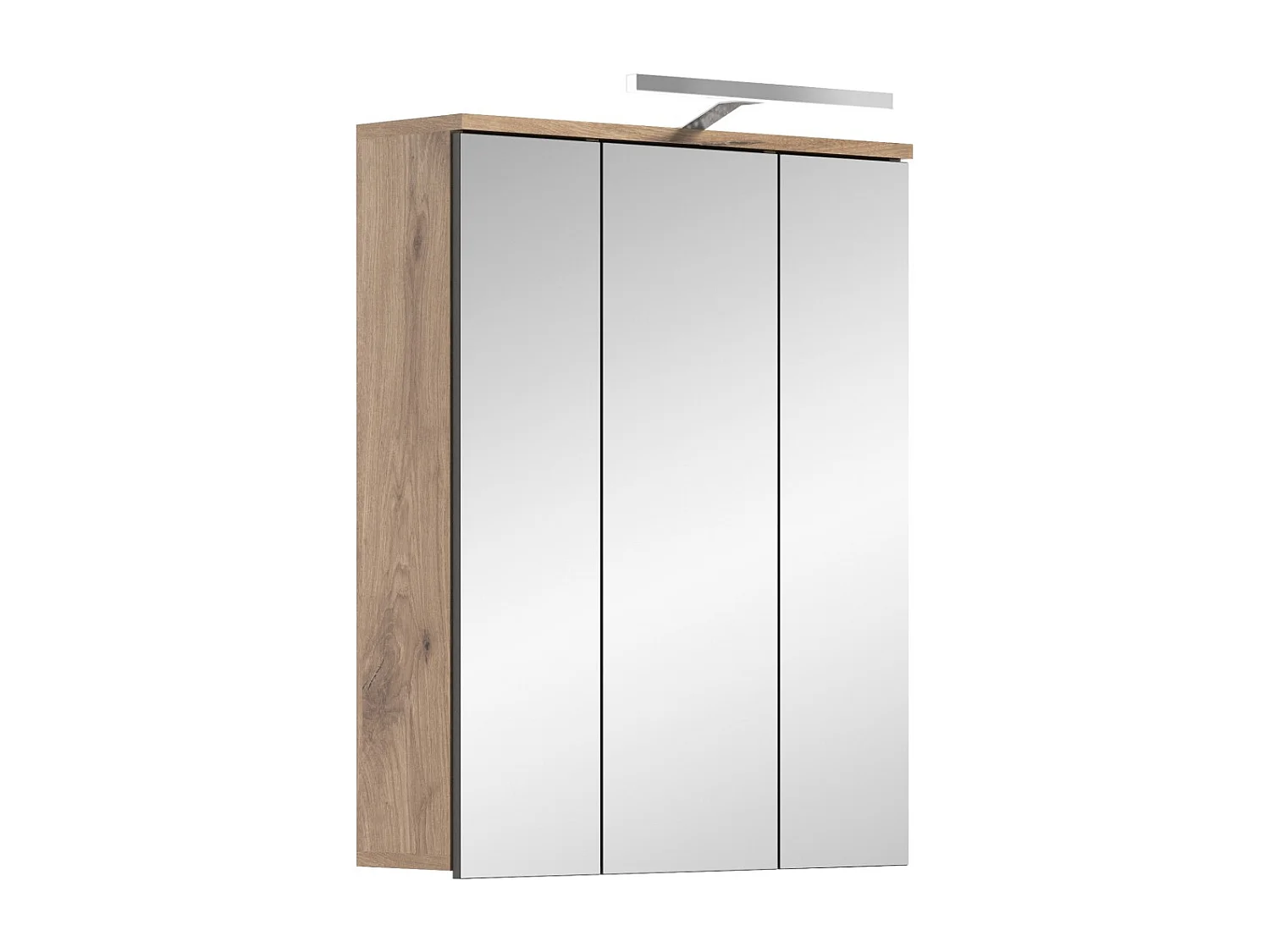 Kast met spiegels - Antracietgrijs en licht eiken - SELMA