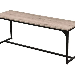 Houten bank met zwarte metalen structuur uit de RANONG-collectie – Afmetingen 120x46x35 cm