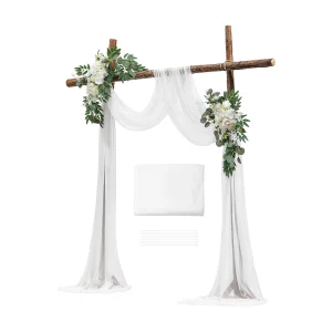 Huwelijksboog SucceBuy Kunstbloemenset voor Trouwboog, Wit, 2 Bloemen en 1 Gordijn Huwelijksboog SucceBuy Kunstbloemenset voor Trouwboog, Wit, 2 Bloemen en 1 Gordijn