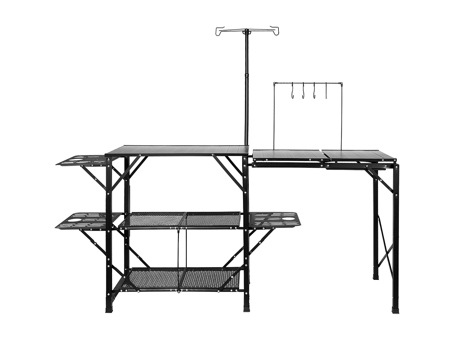 Kampeerkeuken, SucceBuy Opvouwbare Kampeerkeukentafel met Kookstation, Planken en Spoelbak