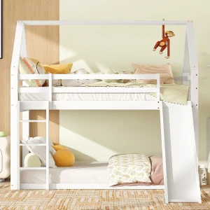 Kajuitstapelbed met glijbaan en ladder – 90x200cm – frame massief grenen – Wit Kajuitstapelbed met glijbaan en ladder – 90x200cm – frame massief grenen – Wit