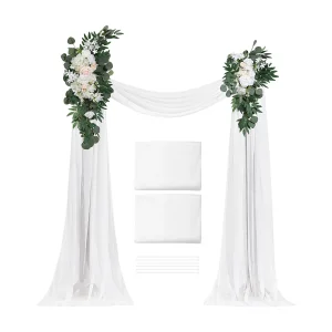 Huwelijksboog SucceBuy Kunstbloemenset voor Trouwboog – Wit, 2 Bloemen en 2 Gordijnen Huwelijksboog SucceBuy Kunstbloemenset voor Trouwboog – Wit, 2 Bloemen en 2 Gordijnen