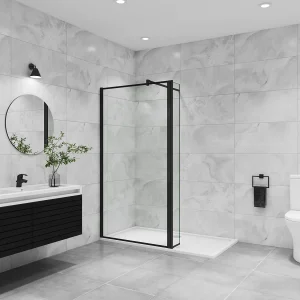 Inloopdouche-douchewand 100+40x200cm,8 mm mat zwart kader en raste gehard glas,eenvoudig te reinigen,antikalk,stabilisatiestang 90cm (snijdbaar),mat zwart profiel Inloopdouche-douchewand 100+40x200cm,8 mm mat zwart kader en raste gehard glas,eenvoudig te reinigen,antikalk,stabilisatiestang 90cm (snijdbaar),mat zwart profiel