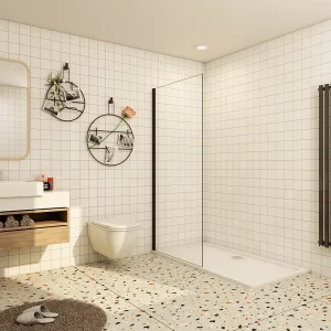 Inloopdouche-douchewand-walk in 60×200 cm, 10mm NANO EasyClean veiligheidsglas,mat zwart aluminium profiel. Inloopdouche-douchewand-walk in 60×200 cm, 10mm NANO EasyClean veiligheidsglas,mat zwart aluminium profiel.