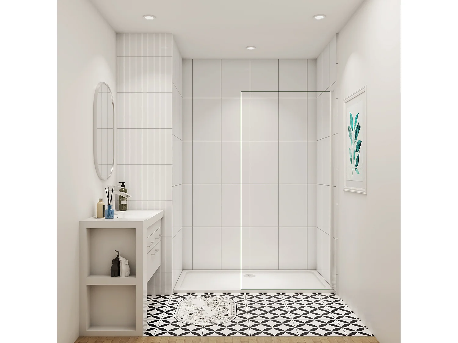 Inloopdouche-douchewand-walk in 50x200 cm, 10mm NANO EasyClean veiligheidsglas,glanzend chroom profiel