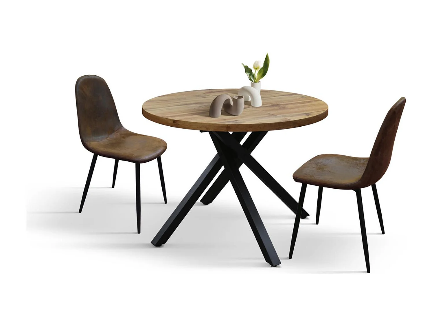 Holztisch, Oberfläche rustikale Eiche, ausziehbar 140 x 80 cm – 180 x 80 cm – ZAGABRIA