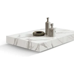Houten salontafel, witte afwerking, zwart converteerbaar onderstel, 120×80-220×80 – CAMOGLI Houten salontafel, witte afwerking, zwart converteerbaar onderstel, 120×80-220×80 – CAMOGLI