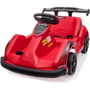 HOMEMIYN 6V Go Kart met afstandsbediening, ✓veiligheidsgordel+traagstart, muziek. 4-wiel elektrisch kinder-cadeau (rood).