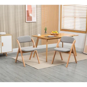 Houten klapstoelen met kussen, houten stapelstoelen, set van 2, grijs (79x54x60 cm) Houten klapstoelen met kussen, houten stapelstoelen, set van 2, grijs (79x54x60 cm)