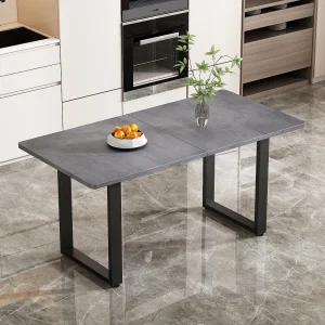 Industriële eettafel, rechthoekig, salontafel, metaal, eenvoudig ontwerp, grijs (L128,98 x B73,99 x H22,48 cm) Industriële eettafel, rechthoekig, salontafel, metaal, eenvoudig ontwerp, grijs (L128,98 x B73,99 x H22,48 cm)