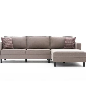 Kalena hoekbank van beige linnen stof 258 cm-juiste hoek