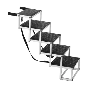 Hondentrap, SucceBuy Hondentrap voor Auto's 5 Treden Opvouwbaar 68 kg Aluminium