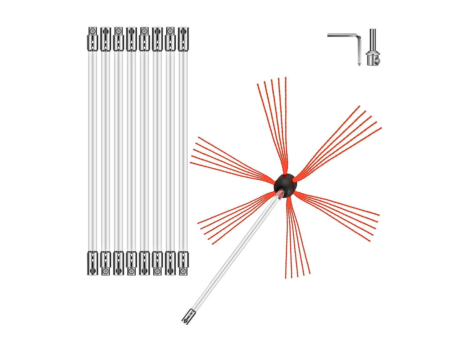 Kaminepenseel-Kit SucceBuy, 76 cm, Schoonmaakkit voor Rusasbak