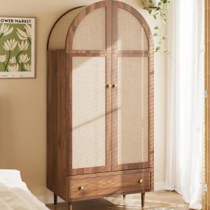 Kast 79×50×175 cm – met 2 deuren en 1 la – notenhout look – MDF – bruin