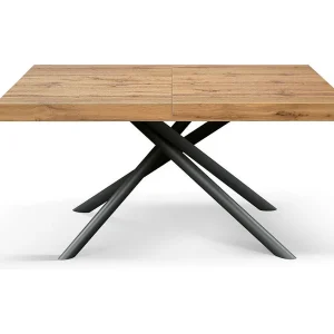 Houten tafel, eikenhouten afwerking, antracietkleurig metalen onderstel, 180×90–260×90 – CARRARA Houten tafel, eikenhouten afwerking, antracietkleurig metalen onderstel, 180×90–260×90 – CARRARA