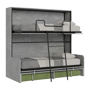 Kando tweepersoonsbed met betonnen bank, groen Kando tweepersoonsbed met betonnen bank, groen