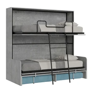 Kando tweepersoonsbed met betonnen bank, blauw Kando tweepersoonsbed met betonnen bank, blauw