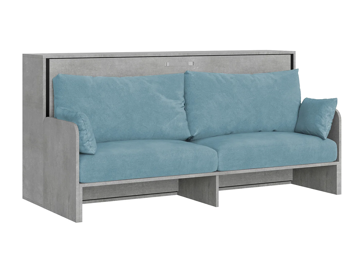 Kando enkel wandbed met bank met cementmatras, blauw