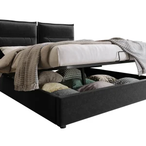 Hydraulisch tweepersoons opbergbed 140×200 cm – Verstelbare hoofdbord – Zwarte fluweel (zonder matras) Hydraulisch tweepersoons opbergbed 140×200 cm – Verstelbare hoofdbord – Zwarte fluweel (zonder matras)