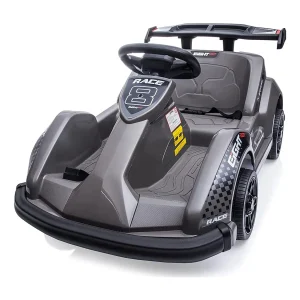 HOMEMIYN 6V elektrische Go Kart met afstandsbediening, veiligheidsgordel, langzame start, muziek, 4-wiel kinder-cadeau. Zwart.