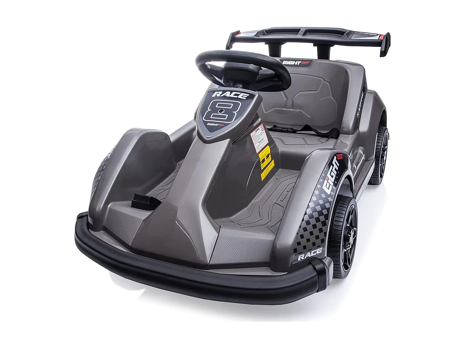 HOMEMIYN 6V elektrische Go Kart met afstandsbediening, veiligheidsgordel, langzame start, muziek, 4-wiel kinder-cadeau. Zwart.
