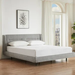 Kingsize bed 180 x 200 cm in teddy stof grijs – ISYDE Kingsize bed 180 x 200 cm in teddy stof grijs – ISYDE