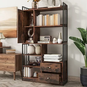 Industriële boekenkast met 6 planken, planken met deuren en laden, staal, antiekbruin (100x30x173,5 cm) Industriële boekenkast met 6 planken, planken met deuren en laden, staal, antiekbruin (100x30x173,5 cm)