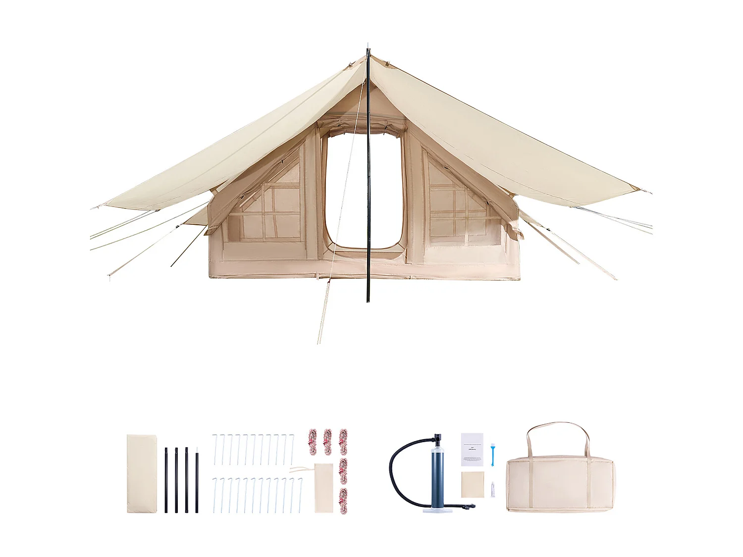 Kampeer Tent SucceBuy, Opblaasbaar voor Glamping voor 3 tot 5 Personen met Pomp