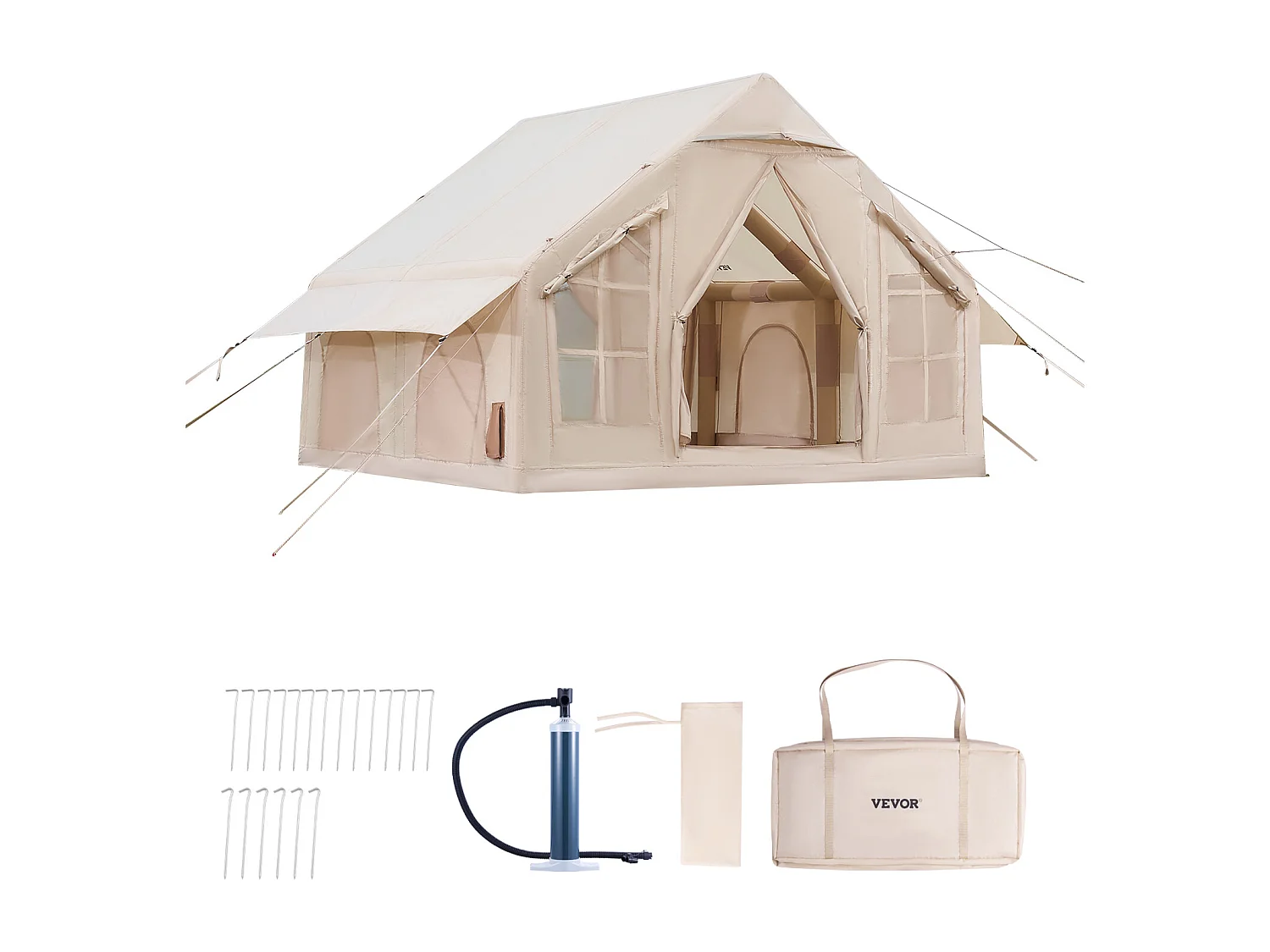 Kampeer Tent SucceBuy, Opblaasbaar voor Glamping voor 4 tot 6 Personen met Pomp