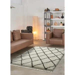 Hoogpolig tapijt – shaggy glad – wit – 140×200 cm – SAMIRA Hoogpolig tapijt – shaggy glad – wit – 140×200 cm – SAMIRA