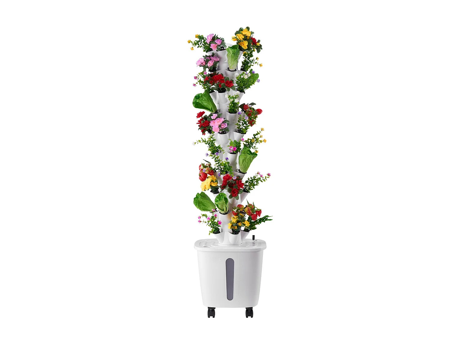 Hydrocultuursysteem SucceBuy met 50 Plantplaatsen, Verticale Toren met 10 Niveaus op Wieltjes, Uitgerust met een Waterpomp en een Kiemkit