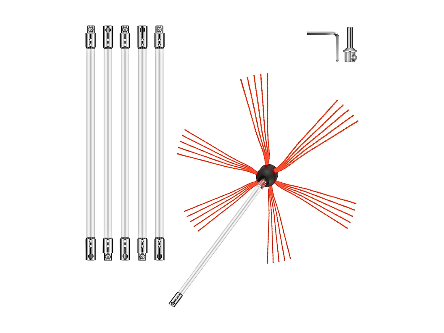 Kaminepenseel-Kit SucceBuy, 51 cm, Schoonmaakkit voor Asbak
