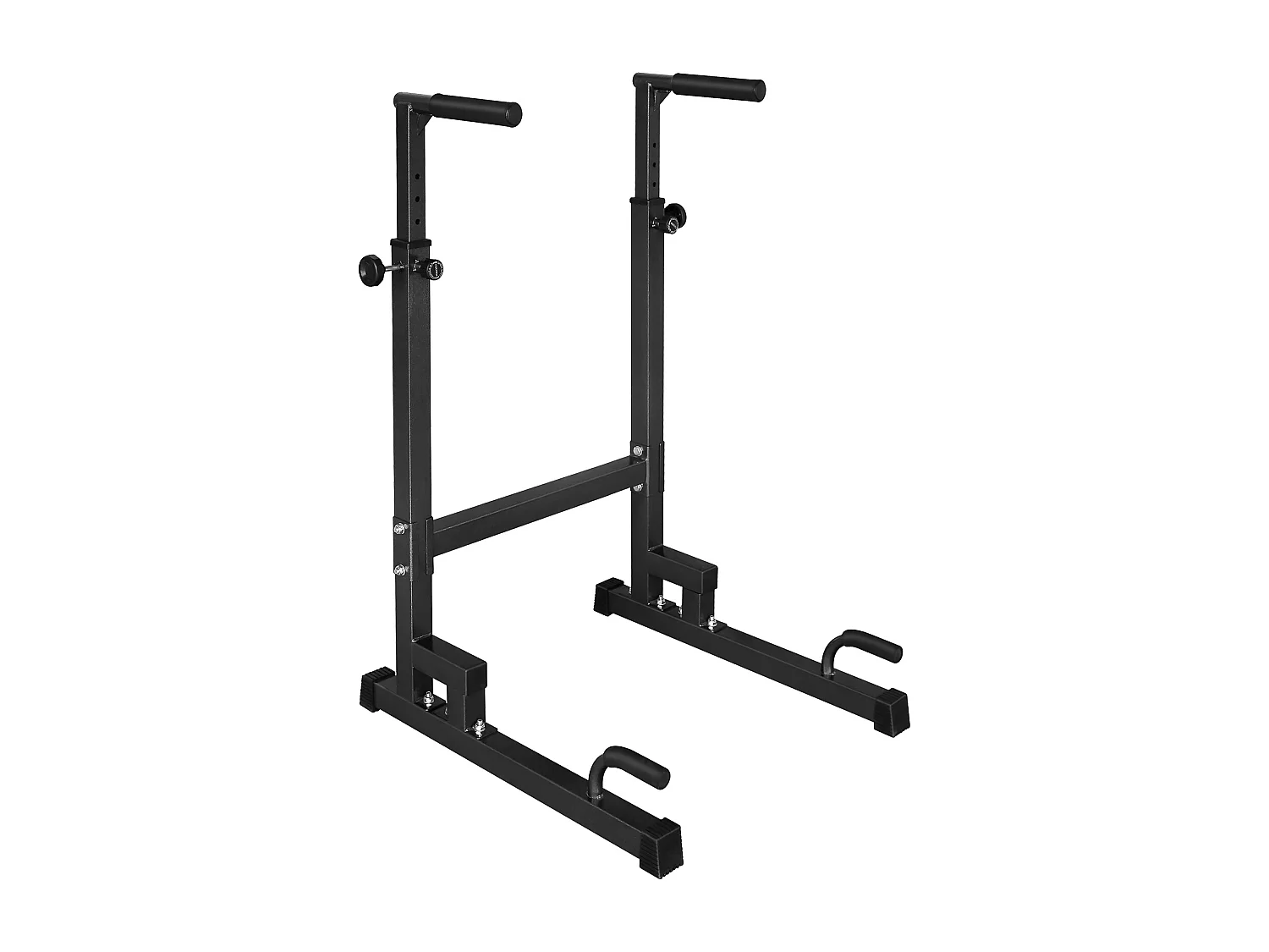 Hoogteverstelbaar dipstation, antislip dipstangen, versterkt staal, zwart (78x70x130 cm)