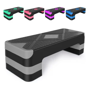 In hoogte verstelbaar aerobic-oefenplatform, polyethyleen, grijs (68,5x28x10 cm)