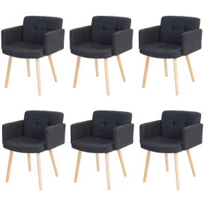 Eetkamerstoel Houston II (set van 6),  textiel, donkergrijs