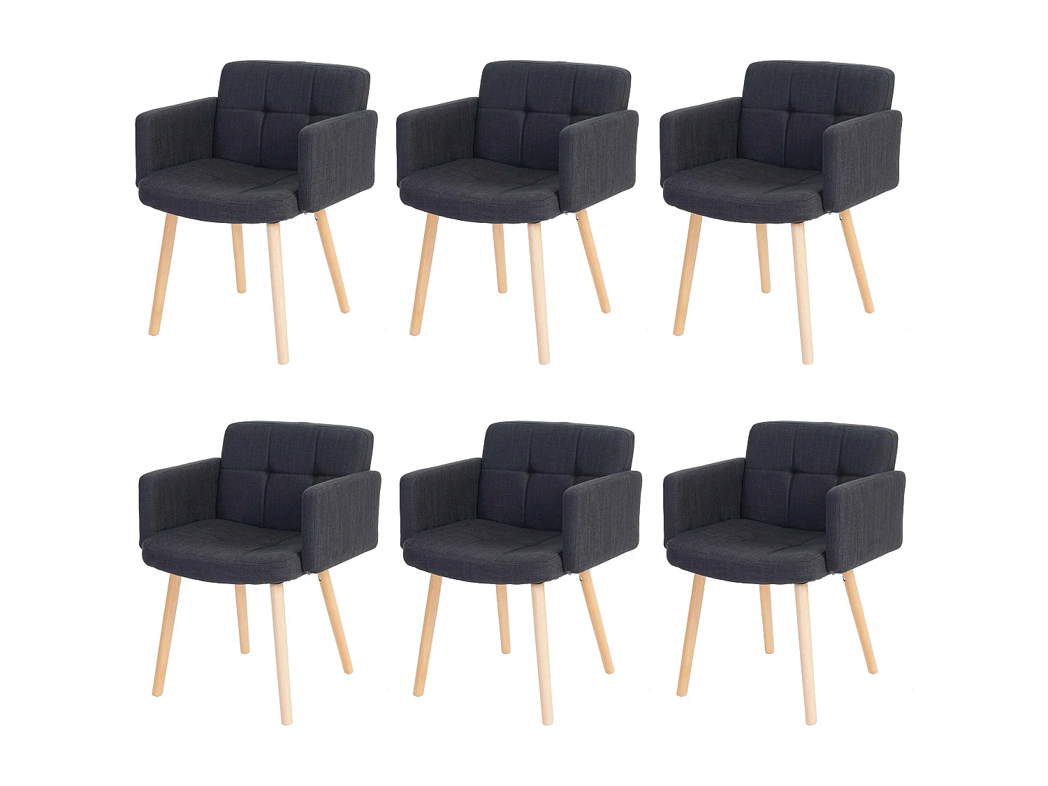 Eetkamerstoel Houston II (set van 6), textiel, donkergrijs