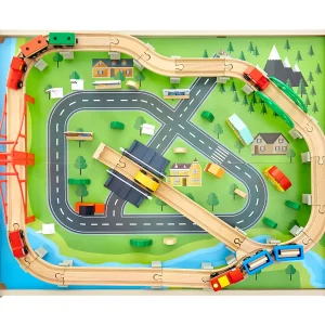 Houten Treinspoor SucceBuy, 100 Stuks, Dubbelzijdige 3-in-1-activiteitentafel om Mee te Spelen, Creatief Speelgoed voor Kinderen van 3 Jaar en Ouder Houten Treinspoor SucceBuy, 100 Stuks, Dubbelzijdige 3-in-1-activiteitentafel om Mee te Spelen, Creatief Speelgoed voor Kinderen van 3 Jaar en Ouder