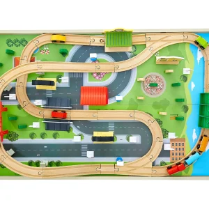 Houten Treinspeeltafel SucceBuy, 84 Stuks, Dubbelzijdige 3-in-1-Activiteitentafel om te Spelen, Tekenen, Creatief Speelgoed voor Kinderen van 3 Jaar en Ouder Houten Treinspeeltafel SucceBuy, 84 Stuks, Dubbelzijdige 3-in-1-Activiteitentafel om te Spelen, Tekenen, Creatief Speelgoed voor Kinderen van 3 Jaar en Ouder