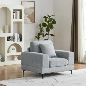 1-zits fauteuil in lichtgrijze getextureerde stof JAMOLO