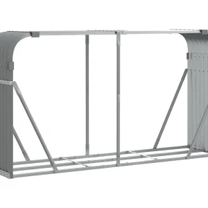 Jilles  Haardhoutopslag 180x45x100 cm gegalvaniseerd staal lichtgrijs